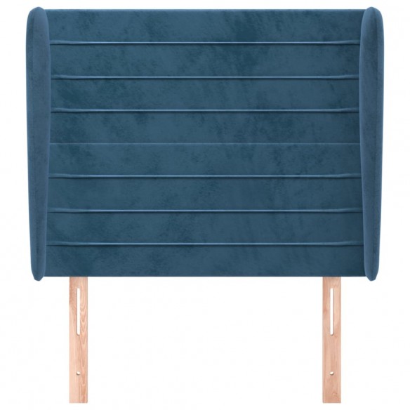 Tête de lit avec oreilles Bleu foncé 103x23x118/128 cm Velours