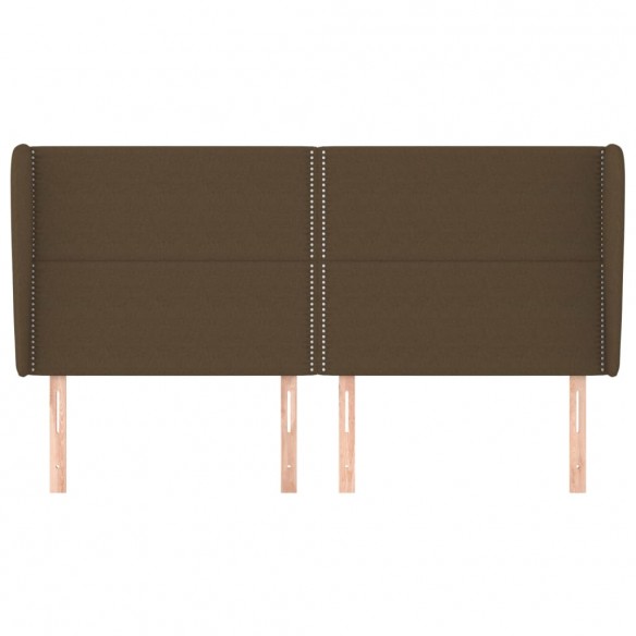 Tête de lit avec oreilles Marron foncé 163x23x118/128 cm Tissu