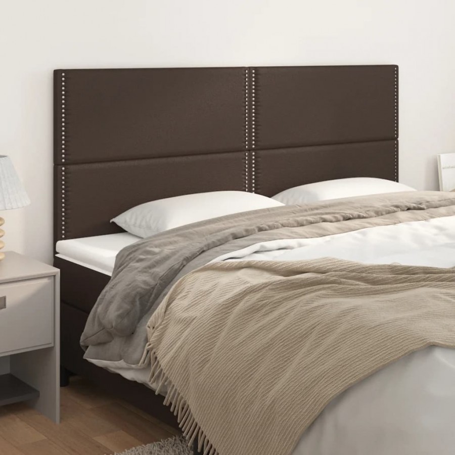 Têtes de lit 4 pcs Marron 90x5x78/88 cm Similicuir