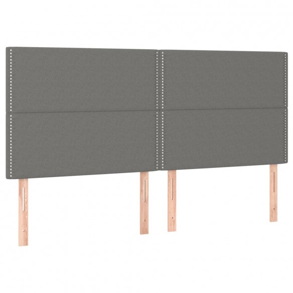 Têtes de lit 4 pcs Gris foncé 100x5x78/88 cm Tissu