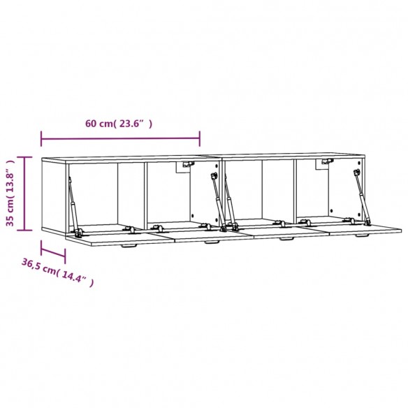 Armoires murales 2 pcs Sonoma gris 60x36,5x35 cm Bois