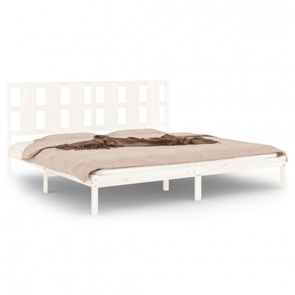 Cadre de lit Blanc Bois massif 180x200 cm Super King