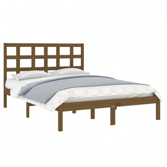 Cadre de lit Marron miel Bois massif 120x190 cm Petit Double