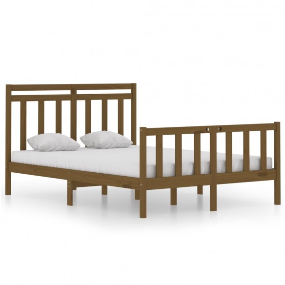 Cadre de lit Marron miel Bois massif 120x190 cm Petit Double