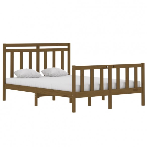 Cadre de lit Marron miel Bois massif 120x190 cm Petit Double