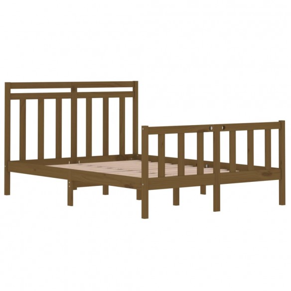 Cadre de lit Marron miel Bois massif 120x190 cm Petit Double