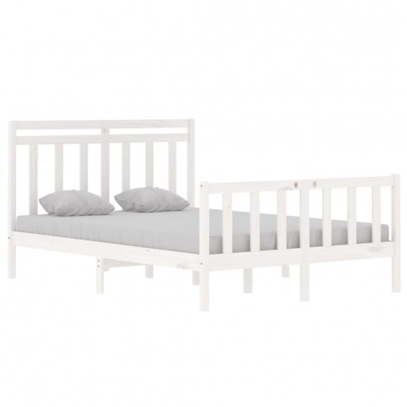 Cadre de lit Blanc Bois massif 120x190 cm Petit Double