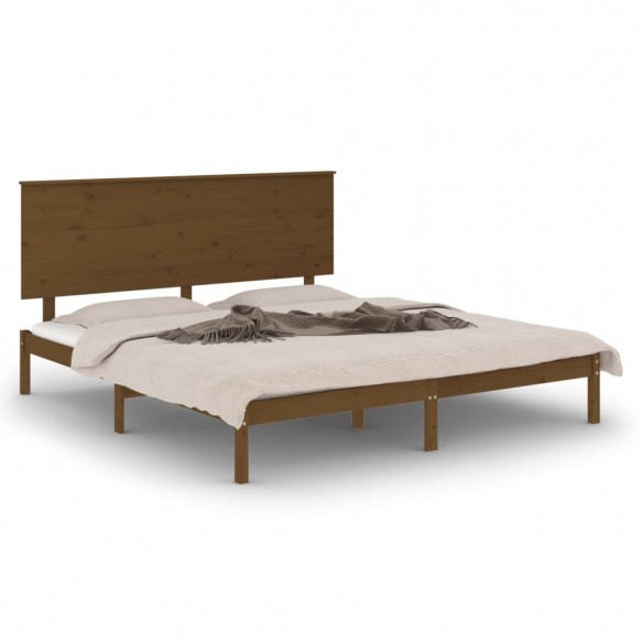 Cadre de lit Marron miel Bois de pin massif 200x200 cm