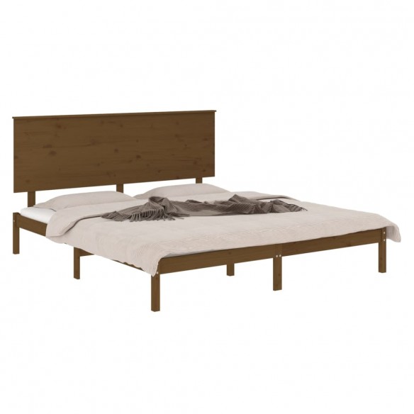 Cadre de lit Marron miel Bois de pin massif 200x200 cm