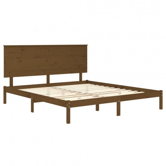 Cadre de lit Marron miel Bois de pin massif 200x200 cm