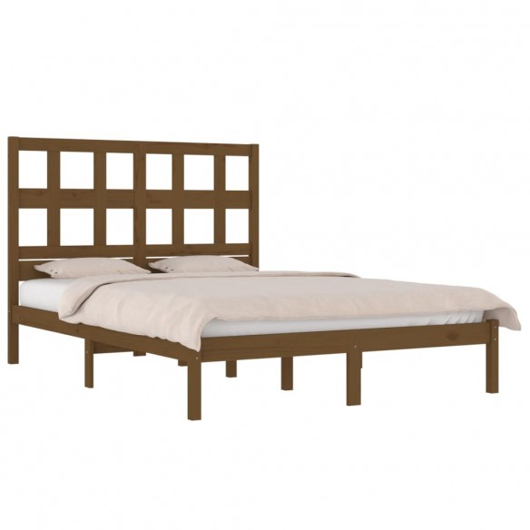 Cadre de lit Marron miel Bois massif 120x190 cm Petit Double