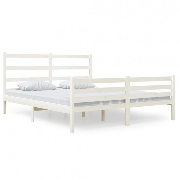 Cadre de lit Blanc Bois de pin massif 135x190 cm Double