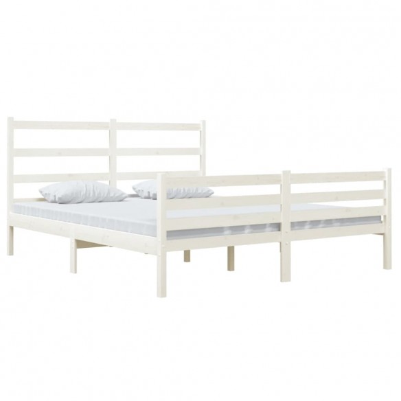 Cadre de lit Blanc Bois de pin massif 135x190 cm Double