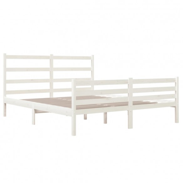 Cadre de lit Blanc Bois de pin massif 135x190 cm Double