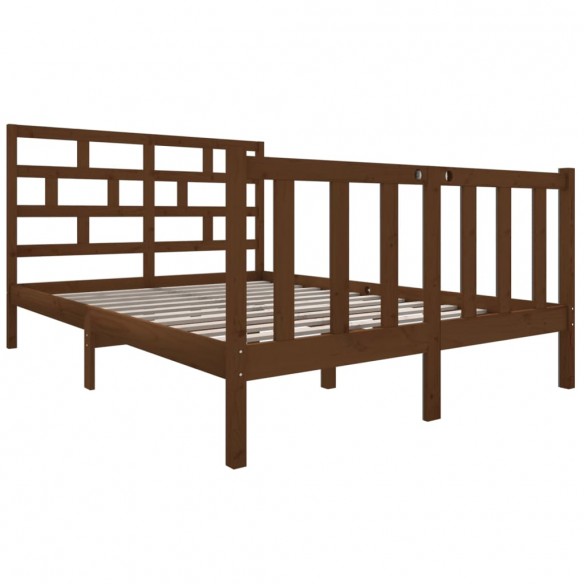 Cadre de lit Marron miel Bois massif 120x190 cm Petit Double