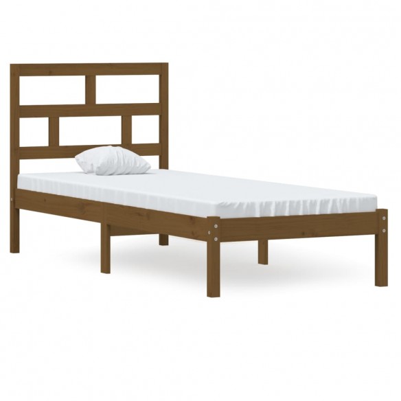 Cadre de lit Marron miel Bois massif 75x190 cm Petit simple