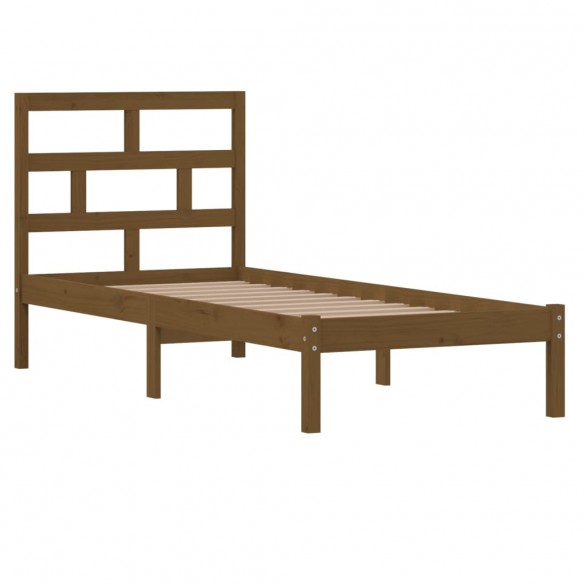 Cadre de lit Marron miel Bois massif 75x190 cm Petit simple