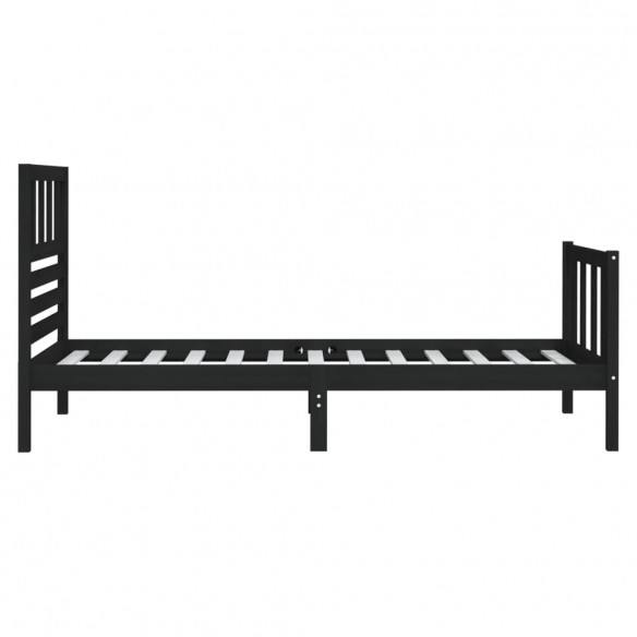 Cadre de lit Noir Bois massif 75x190 cm Petit simple