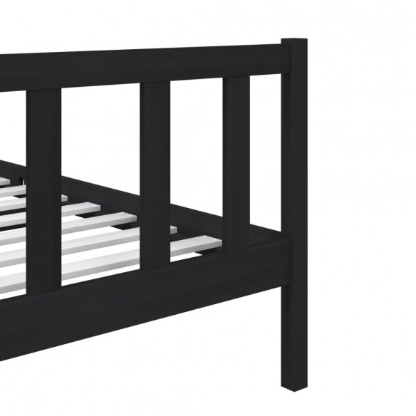 Cadre de lit Noir Bois massif 75x190 cm Petit simple