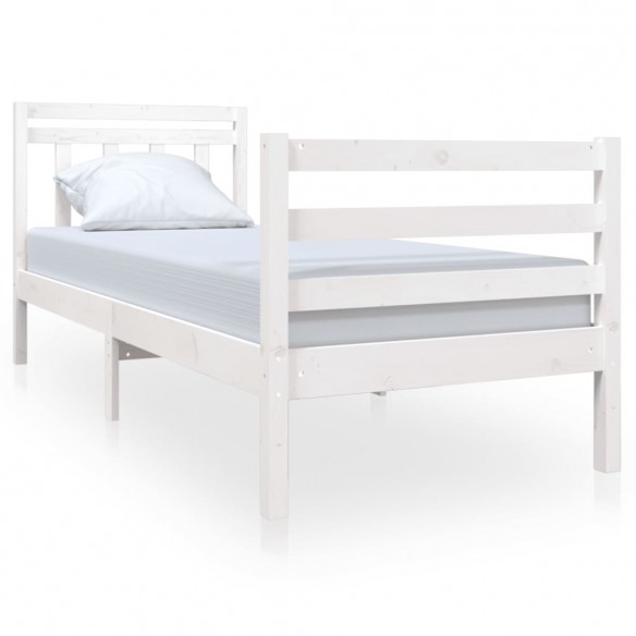 Cadre de lit Blanc Bois massif 75x190 cm Petit simple