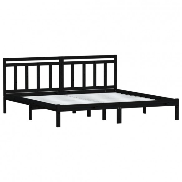 Cadre de lit Noir Bois massif 180x200 cm Super King