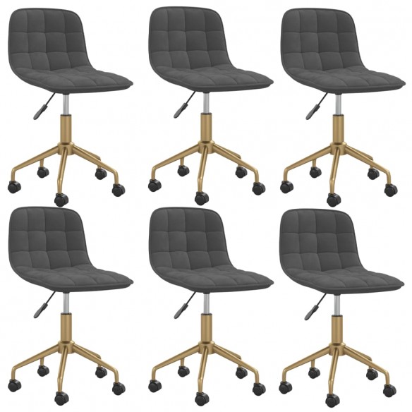 Chaises pivotantes à manger lot de 6 gris foncé velours