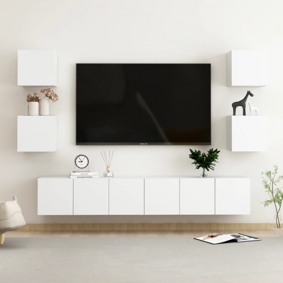 Ensemble de meubles TV 7 pcs Blanc Aggloméré