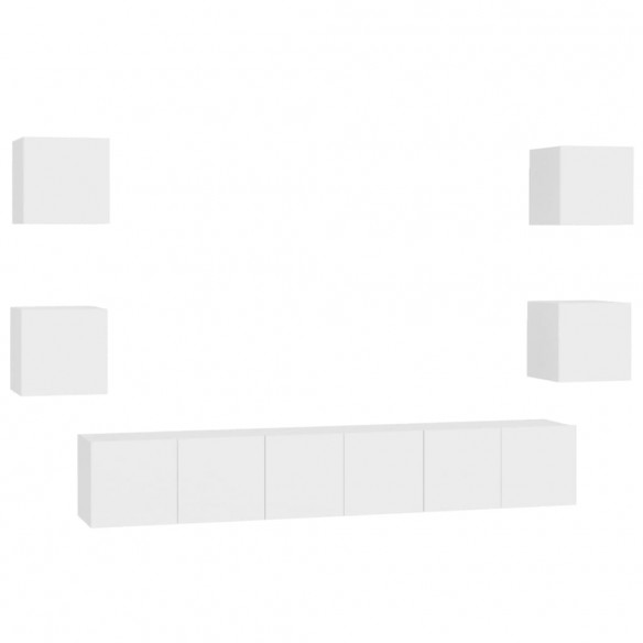 Ensemble de meubles TV 7 pcs Blanc Aggloméré