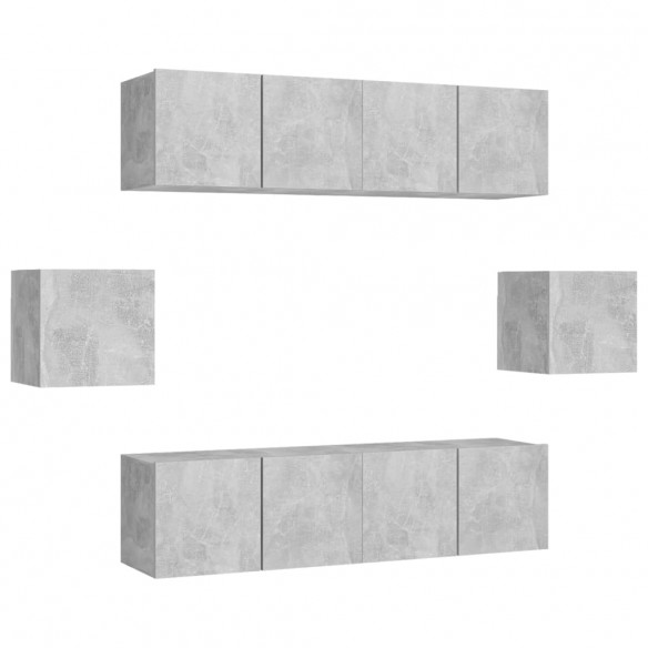 Ensemble de meuble TV 6 pcs Gris béton Aggloméré