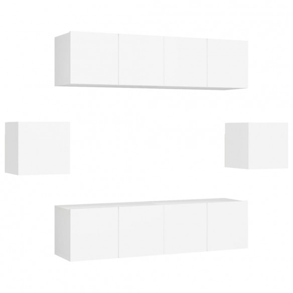 Ensemble de meuble TV 6 pcs Blanc Aggloméré