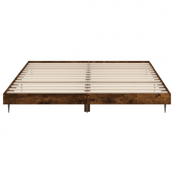 Cadre de lit chêne fumé 200x200 cm bois d'ingénierie