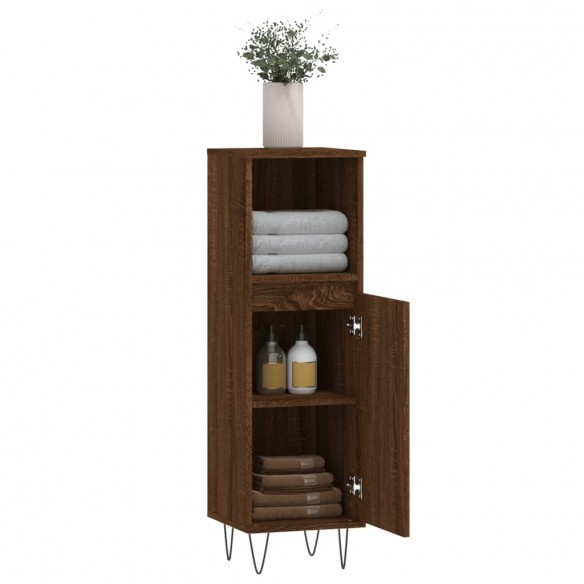 Armoire de bain chêne marron 30x30x100 cm bois d'ingénierie