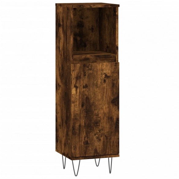 Armoire de bain chêne fumé 30x30x100 cm bois d'ingénierie