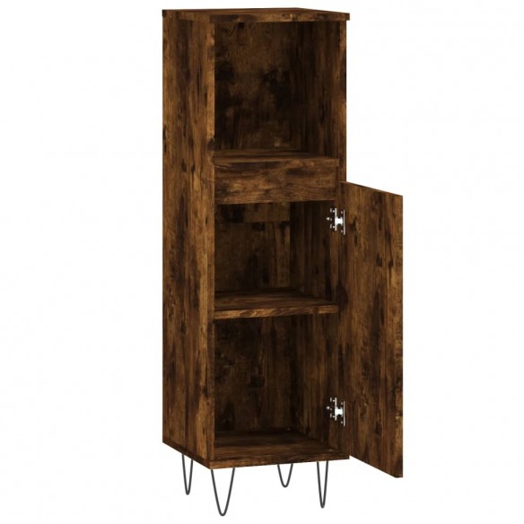 Armoire de bain chêne fumé 30x30x100 cm bois d'ingénierie