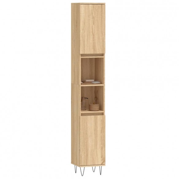 Armoire salle de bain chêne sonoma 30x30x190 cm