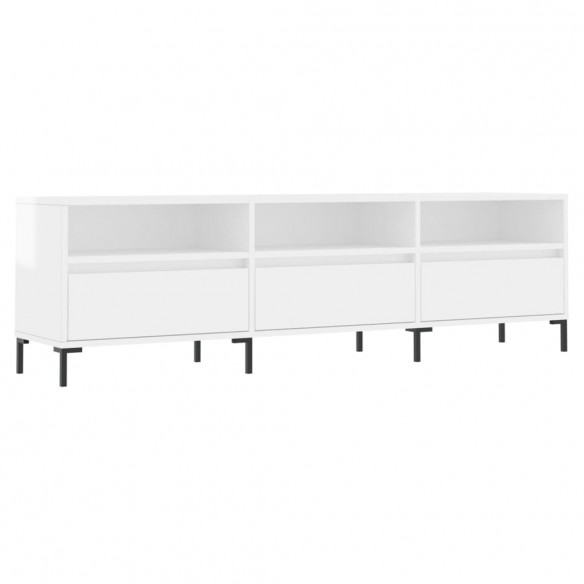 Meuble TV blanc brillant 150x30x44,5 cm bois d'ingénierie