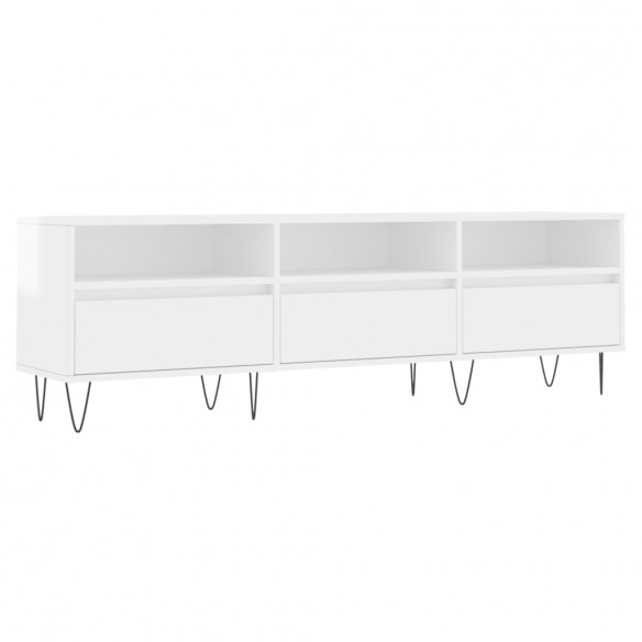 Meuble TV blanc brillant 150x30x44,5 cm bois d'ingénierie