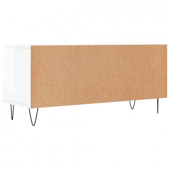 Meuble TV blanc brillant 100x34,5x44,5 cm bois d'ingénierie