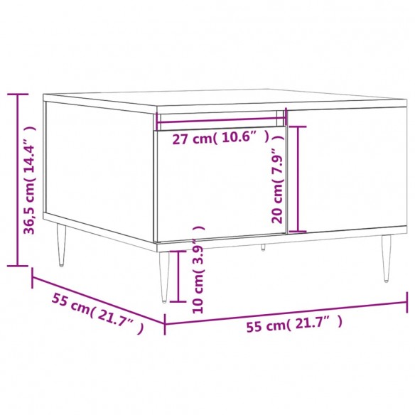 Table basse chêne sonoma 55x55x36,5 cm bois d'ingénierie