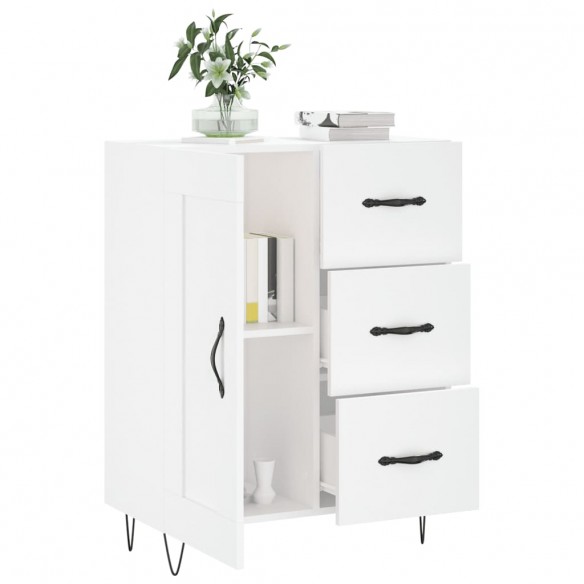 Buffet Blanc brillant 69,5x34x90 cm Bois d'ingénierie