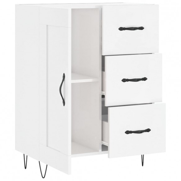 Buffet Blanc brillant 69,5x34x90 cm Bois d'ingénierie