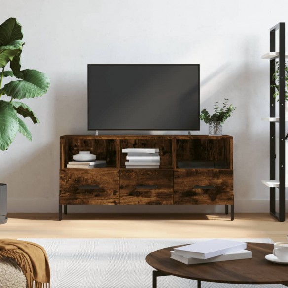 Meuble TV chêne fumé 102x36x50 cm bois d'ingénierie