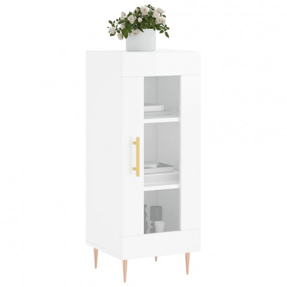 Buffet Blanc brillant 34,5x34x90 cm Bois d'ingénierie