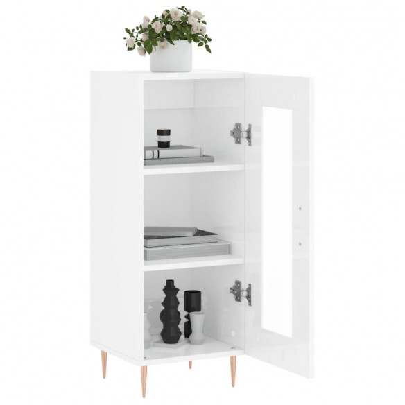 Buffet Blanc brillant 34,5x34x90 cm Bois d'ingénierie