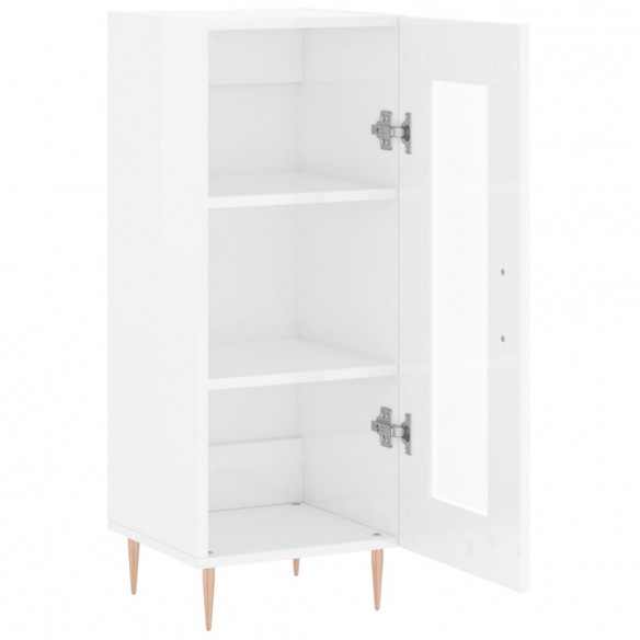 Buffet Blanc brillant 34,5x34x90 cm Bois d'ingénierie