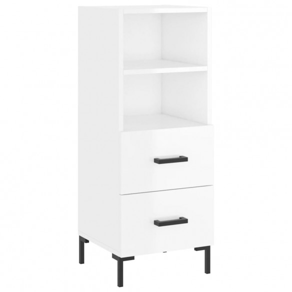 Buffet Blanc brillant 34,5x34x90 cm Bois d'ingénierie