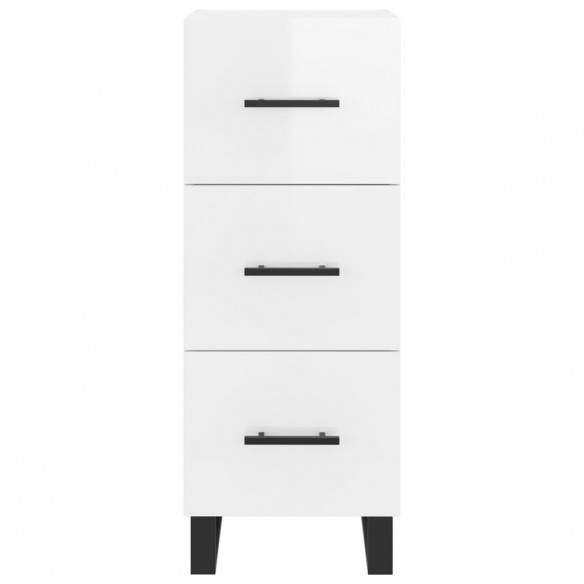 Buffet Blanc brillant 34,5x34x90 cm Bois d'ingénierie