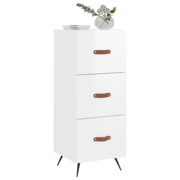 Buffet Blanc brillant 34,5x34x90 cm Bois d'ingénierie