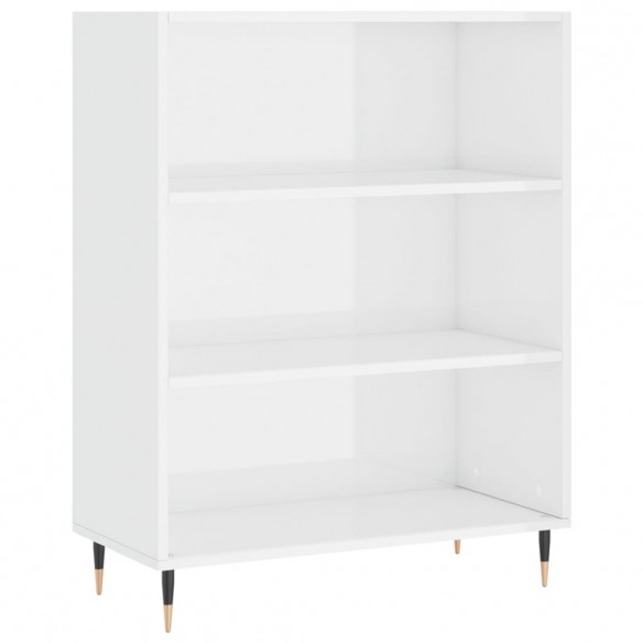 Bibliothèque blanc brillant 69,5x32,5x90 cm bois d'ingénierie