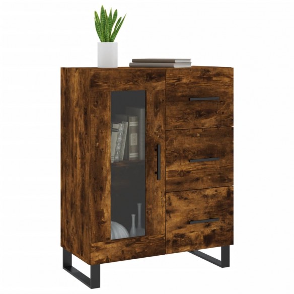 Buffet chêne fumé 69,5x34x90 cm bois d'ingénierie